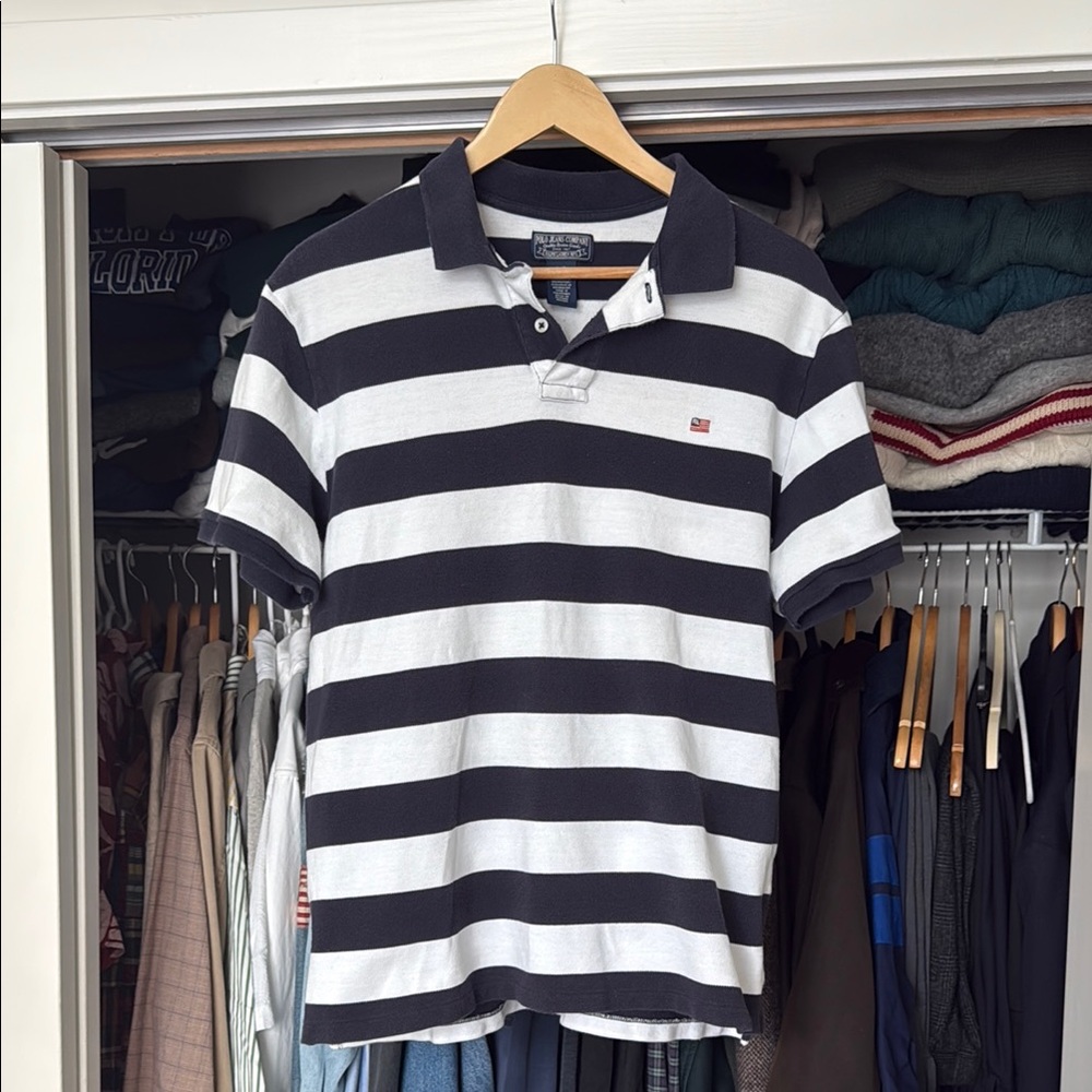 Polo Jeans Co Classic White and Blue Striped Polo